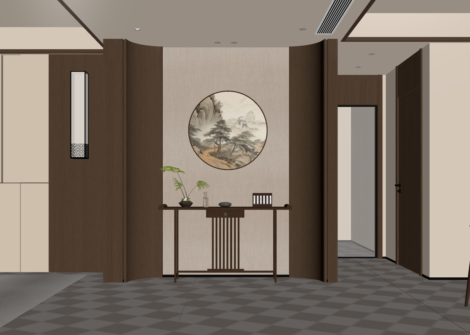 新中式玄关3D模型下载【ID:1214947789】