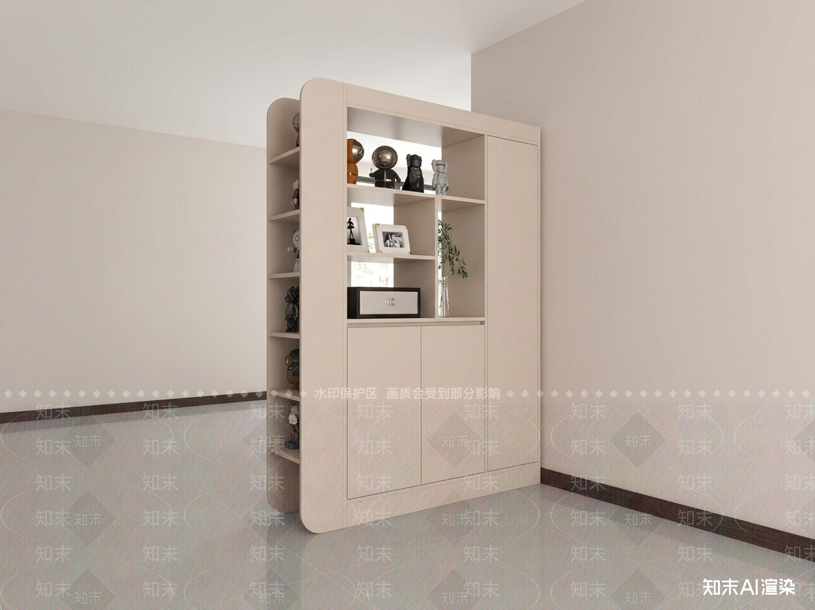 现代玄关柜3D模型渲染效果图