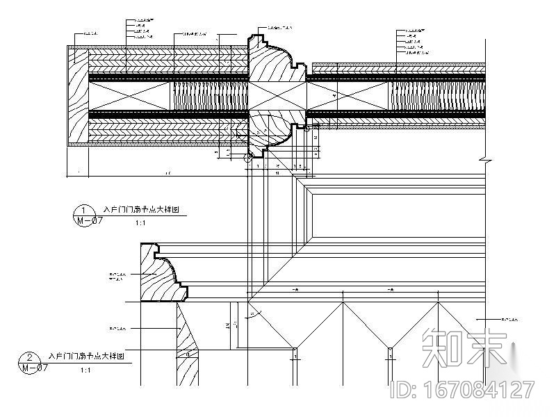 雕花入户木门施工图下载【ID:167084127】