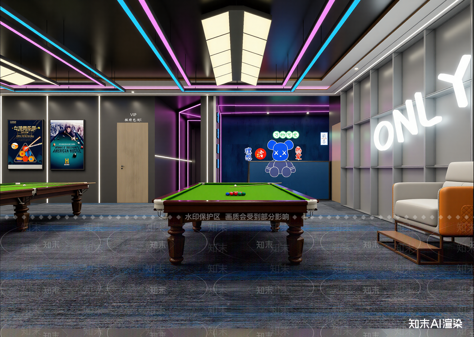 现代台球室3D模型下载【ID:1214576661】