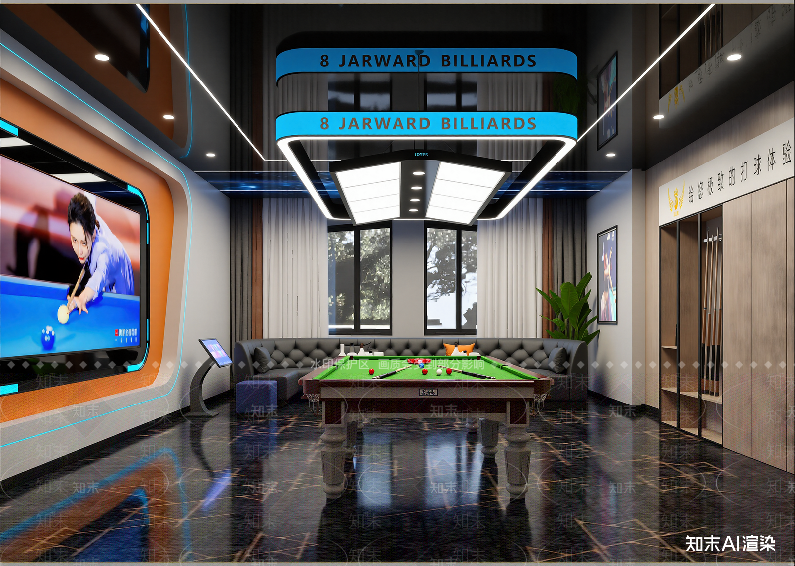 现代台球室3D模型下载【ID:1214940385】
