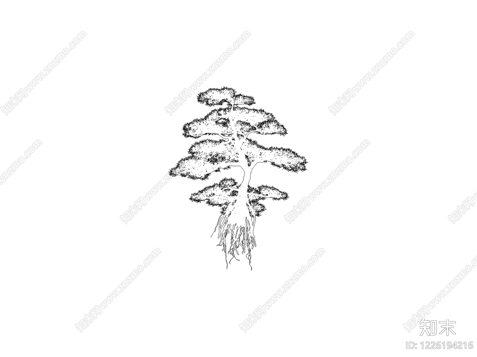 新中式,中式乔木种植CAD图纸