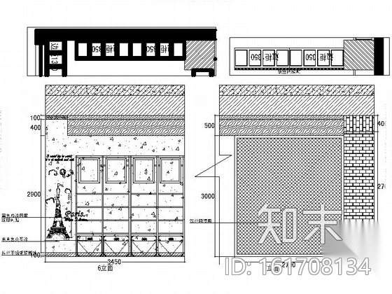 现代风格蛋糕烘焙店室内装修施工图（含效果...cad施工图下载【ID:161708134】