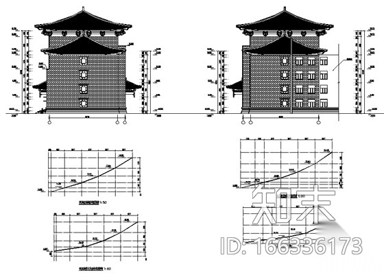 某四层仿古建中学教学楼建筑施工图cad施工图下载【ID:166336173】