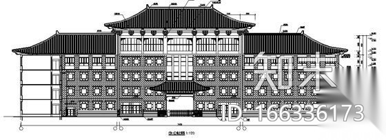 某四层仿古建中学教学楼建筑施工图cad施工图下载【ID:166336173】