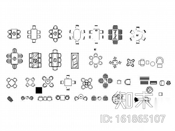 现代餐桌CAD图块下载施工图下载【ID:161865107】