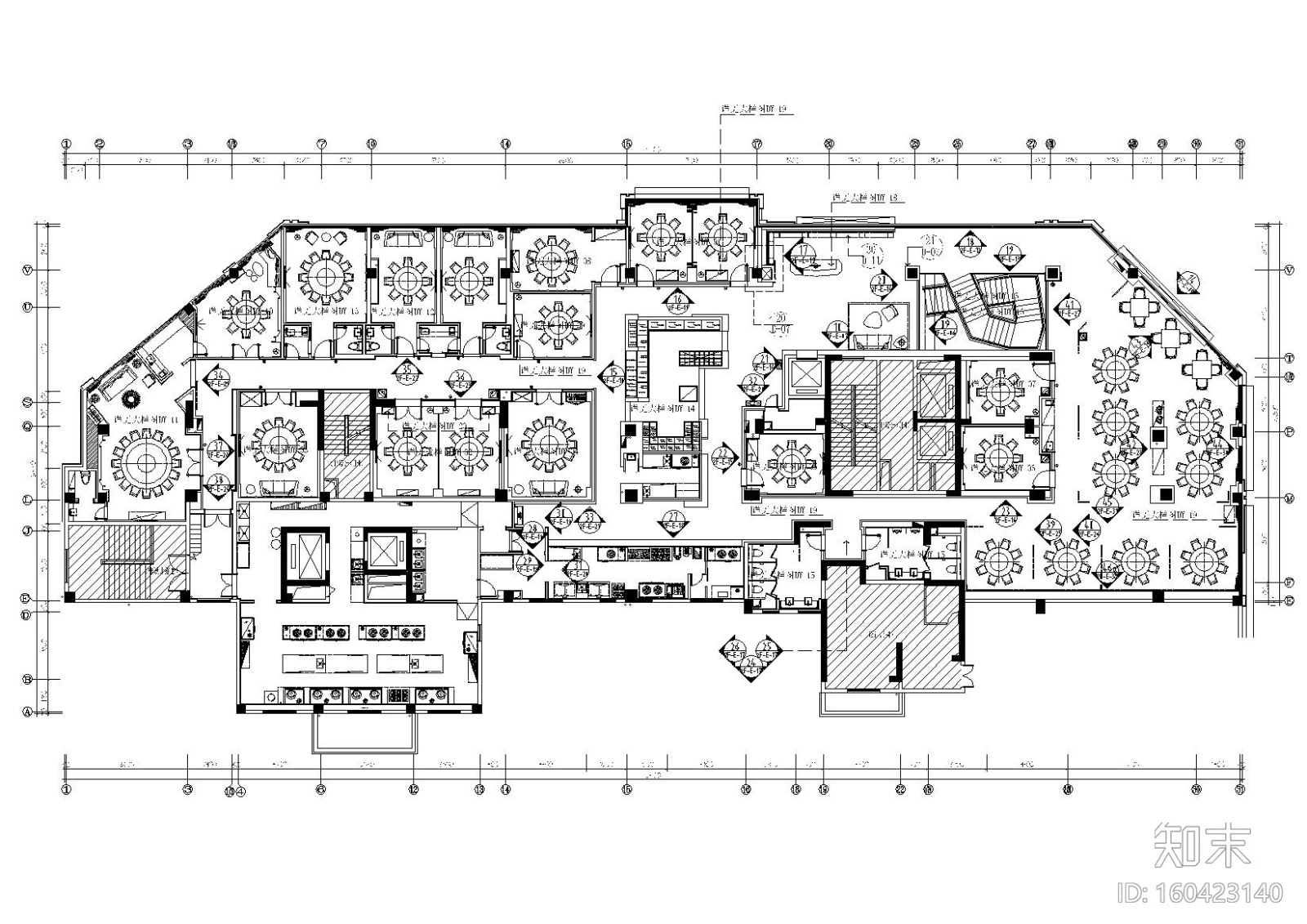 株洲海天渔港酒楼CAD施工图+材料表+效果图cad施工图下载【ID:160423140】