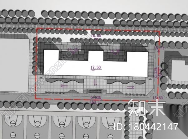 [山东]高层现代风格横线线条立面县级中学建筑设计方案文...cad施工图下载【ID:180442147】