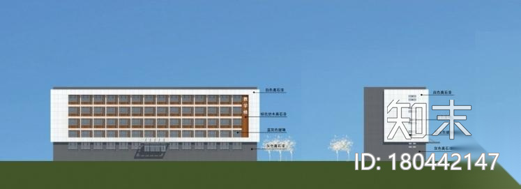 [山东]高层现代风格横线线条立面县级中学建筑设计方案文...cad施工图下载【ID:180442147】