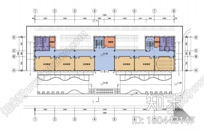 [山东]高层现代风格横线线条立面县级中学建筑设计方案文...cad施工图下载【ID:180442147】