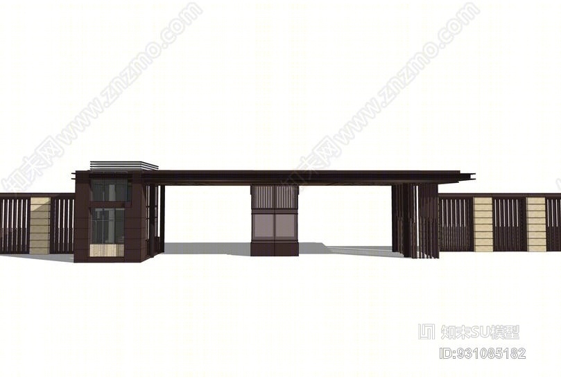 新中式新亚洲入口大门SU模型下载【ID:931085182】