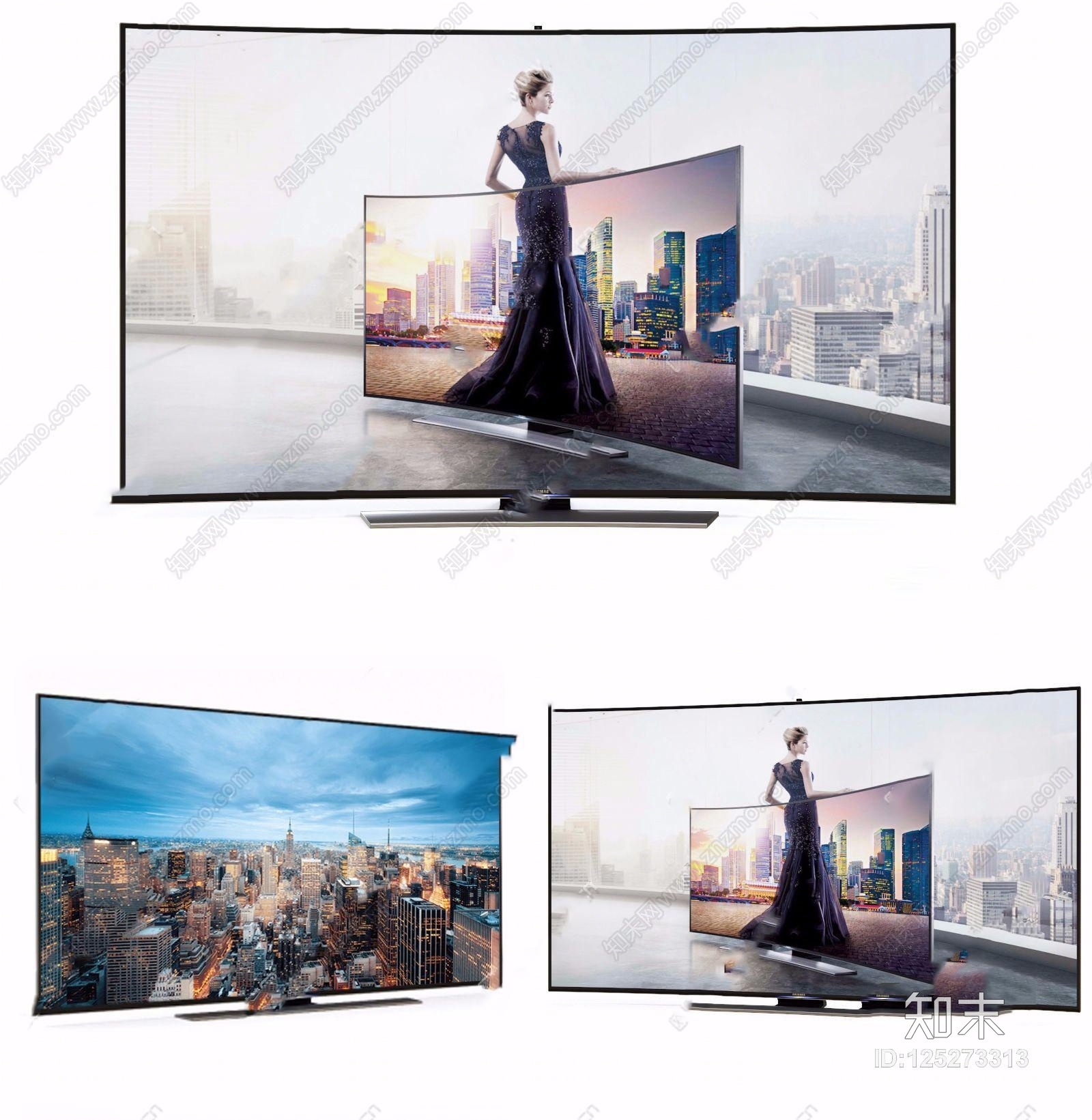 现代电视机组合3D模型下载【ID:125273313】