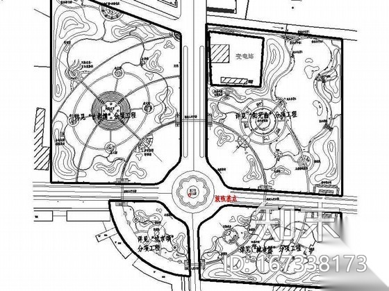 山东某县环岛公园景观设计施工图纸cad施工图下载【ID:167338173】