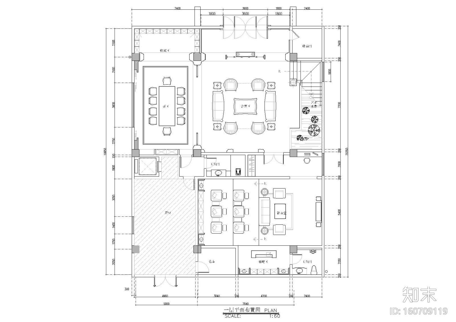 [江西]900㎡三层私人会所室内装饰施工图cad施工图下载【ID:160709119】