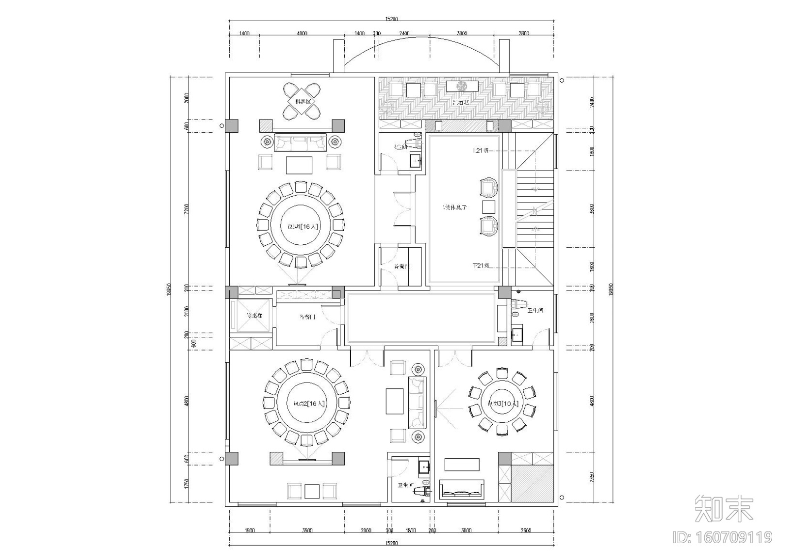 [江西]900㎡三层私人会所室内装饰施工图cad施工图下载【ID:160709119】