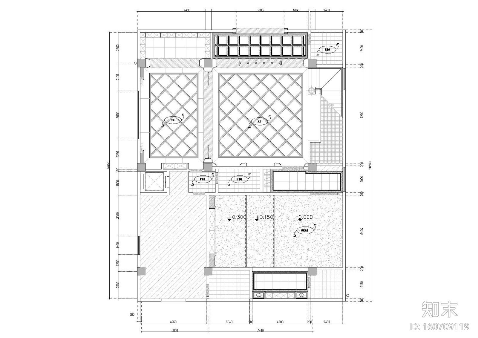 [江西]900㎡三层私人会所室内装饰施工图cad施工图下载【ID:160709119】