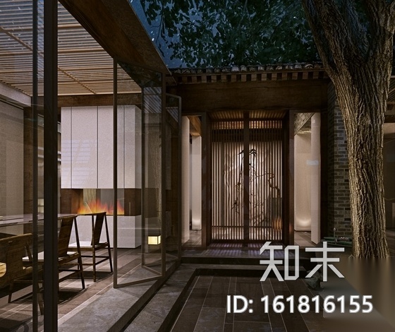 [北京]雅致新中式风格会所装修CAD施工图（含效果图）cad施工图下载【ID:161816155】