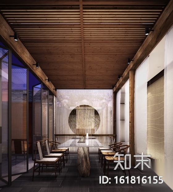 [北京]雅致新中式风格会所装修CAD施工图（含效果图）cad施工图下载【ID:161816155】