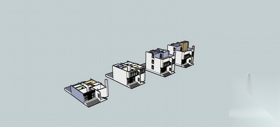 某三层小康农居建筑方案图（含sketchup模型及效果）cad施工图下载【ID:165745199】