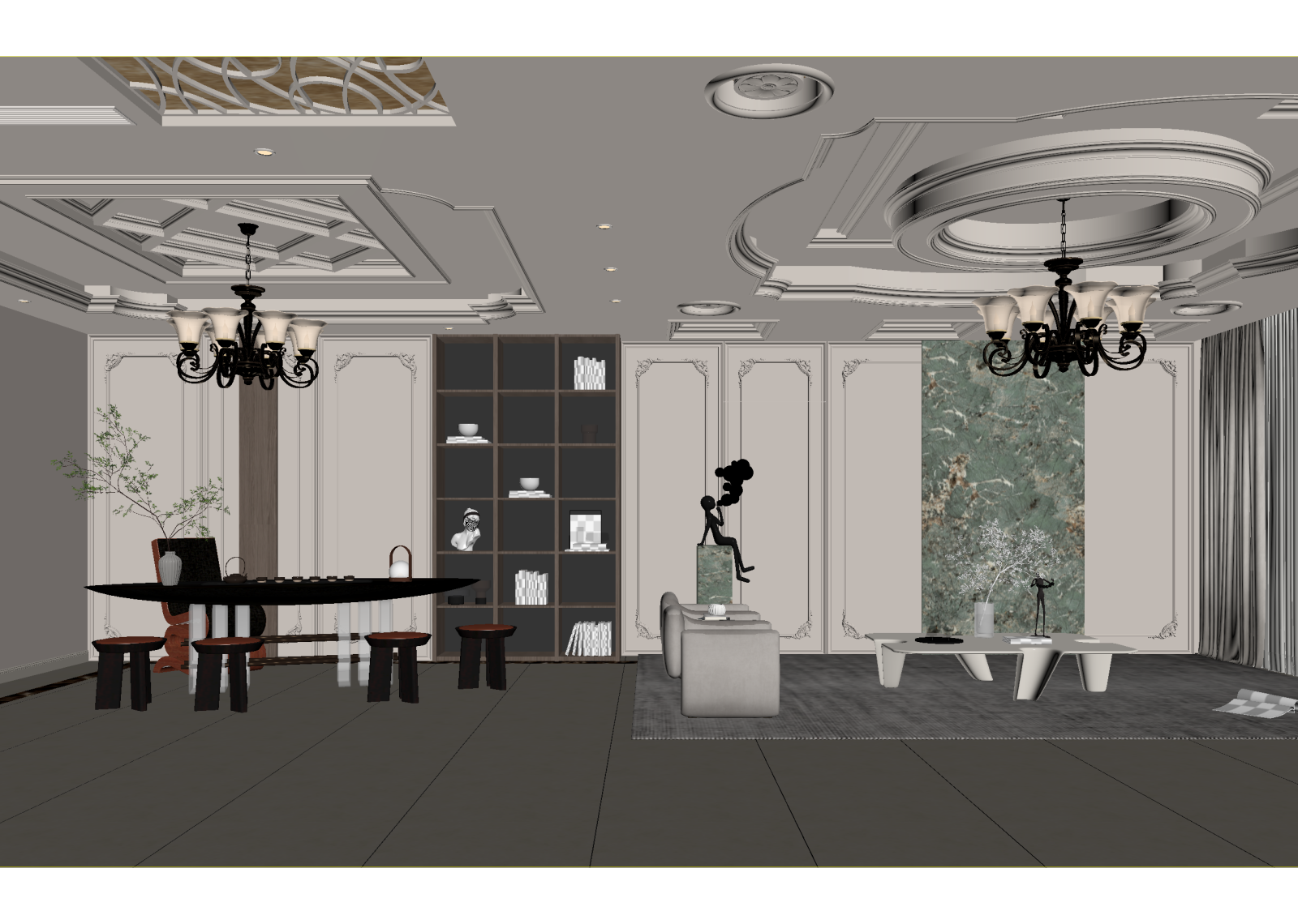 法式客餐厅3D模型下载【ID:1215144998】