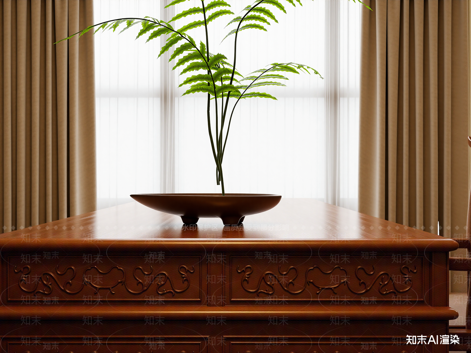 新中式条案3D模型下载【ID:1214040513】