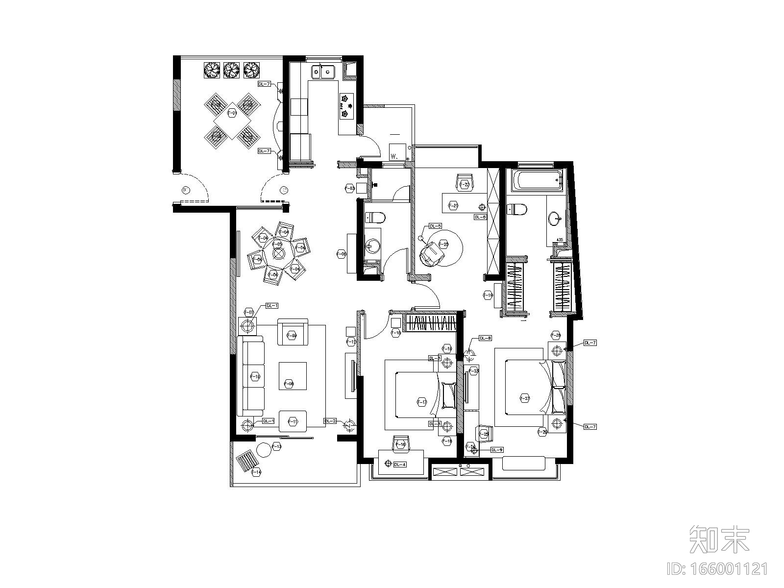 [上海]梁志天—浦东区上海滩花园F3样板房装修施工图施工图下载【ID:166001121】