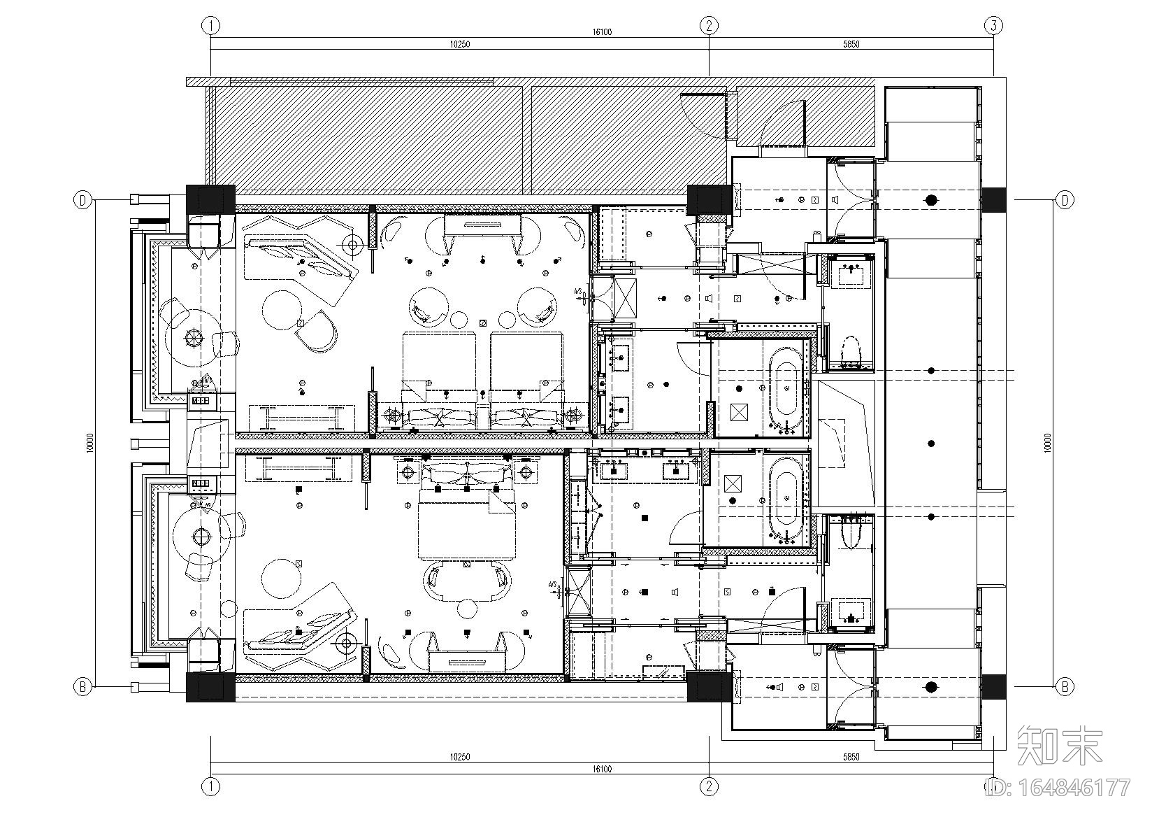 [北京]华尔道夫酒店客房样板间深化施工图施工图下载【ID:164846177】