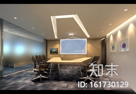 [成都]某设计院设计的现代商业办公空间施工图（含效果图...cad施工图下载【ID:161730129】