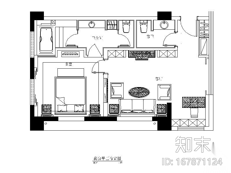 36平方某酒店豪华套房装修图cad施工图下载【ID:167871124】