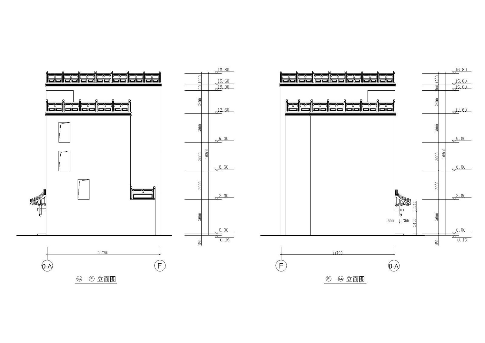 北方某四层中式大酒店建筑设计施工图cad施工图下载【ID:151516125】