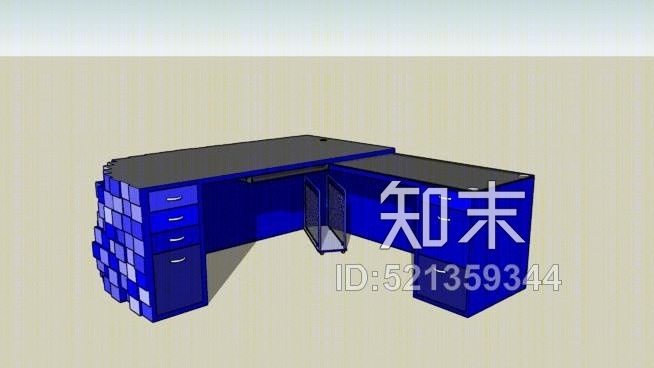 蓝立方书桌SU模型下载【ID:521359344】