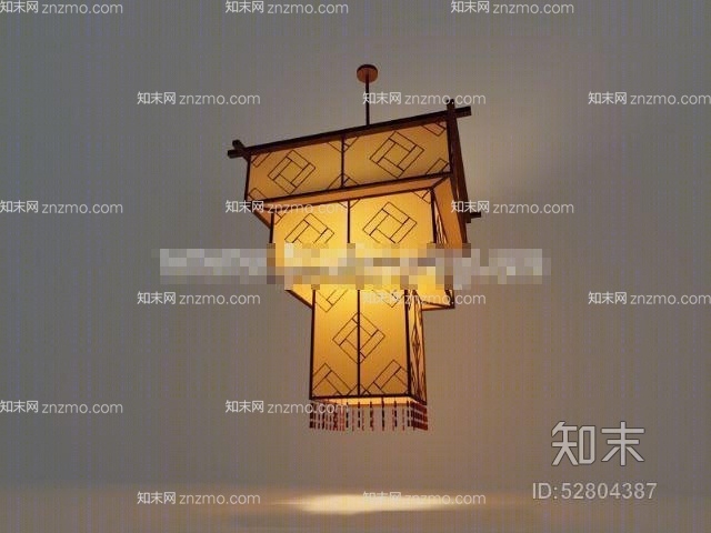 传统中式金色羊皮吊灯3D模型下载【ID:52804387】
