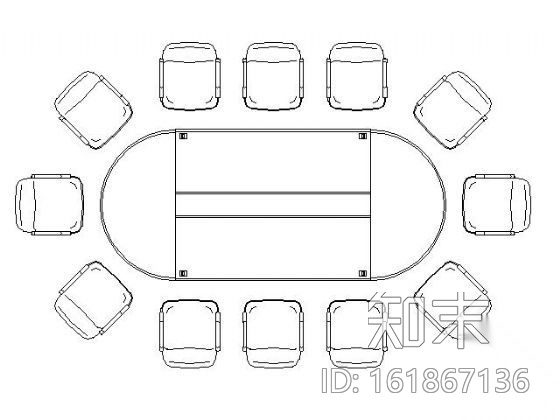 会议桌图块施工图下载【ID:161867136】