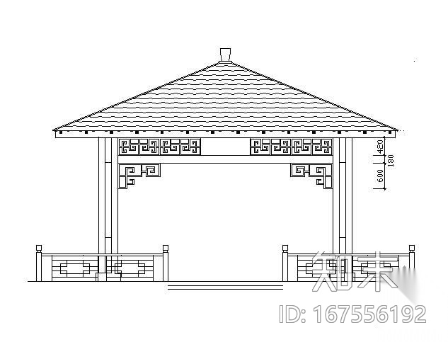 六米跨四角木方亭施工图cad施工图下载【ID:167556192】
