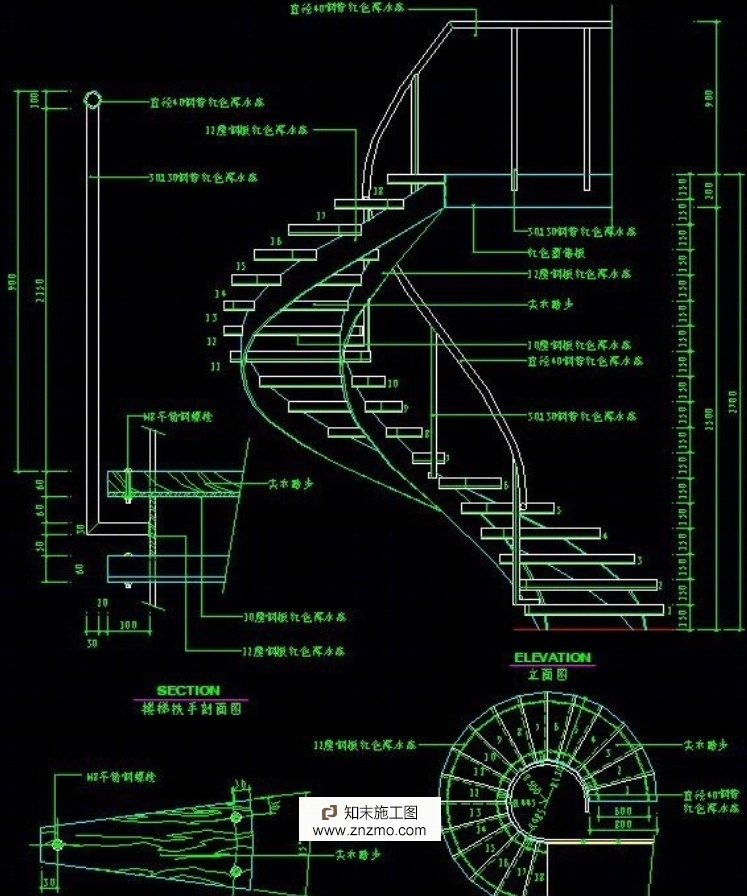 楼梯剖面图整理施工图下载