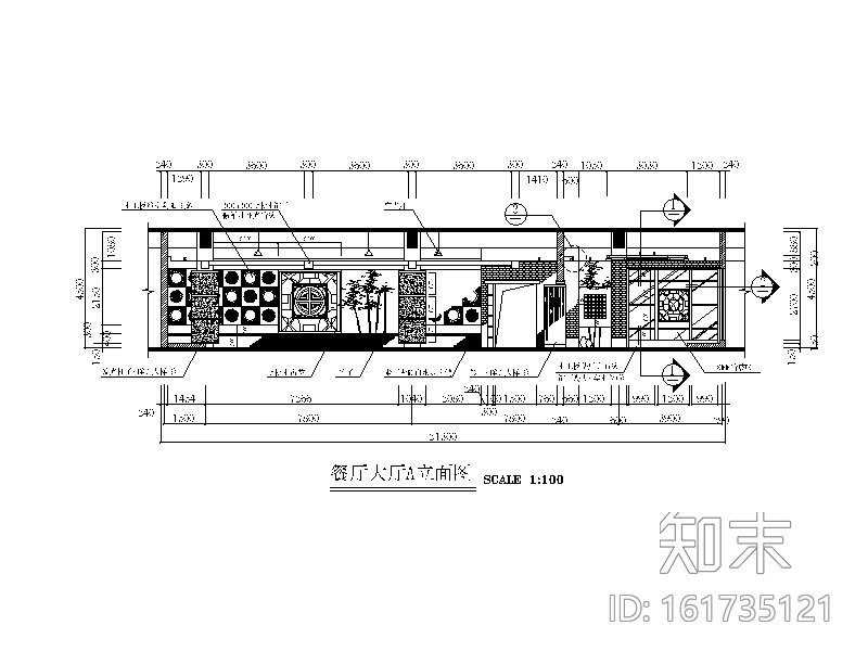 中式风格星级酒店设计CAD施工图（含效果图）施工图下载【ID:161735121】