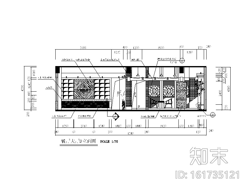 中式风格星级酒店设计CAD施工图（含效果图）施工图下载【ID:161735121】