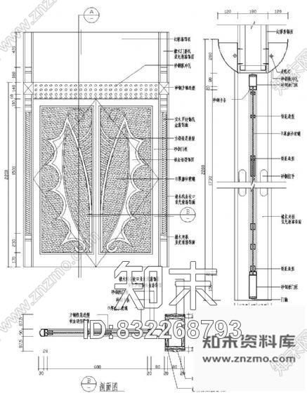 图块/节点双扇装饰门详图cad施工图下载【ID:832268793】