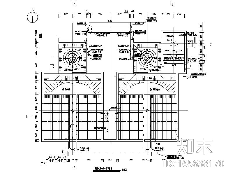 工业园区5万吨污水处理厂设计图（CAD）施工图下载【ID:165638170】