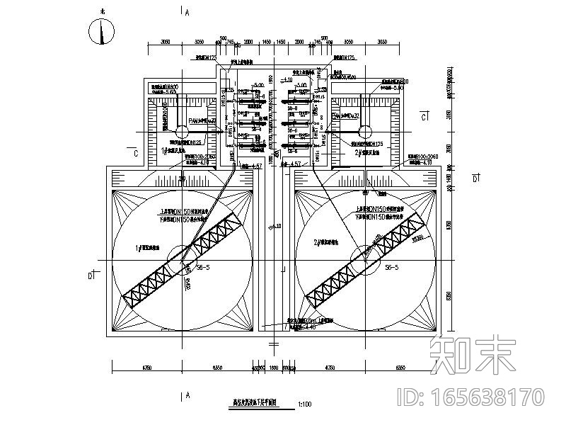 工业园区5万吨污水处理厂设计图（CAD）施工图下载【ID:165638170】