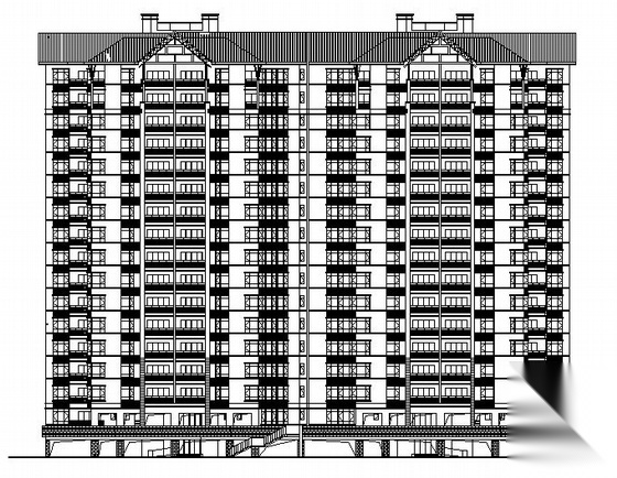 某斜屋面层十六层住宅楼建筑施工图cad施工图下载【ID:149886155】