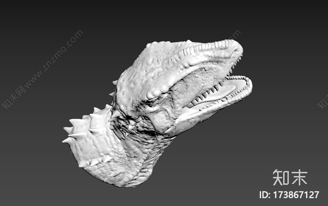 嘶吼的恐龙头3d打印模型下载【ID:173867127】