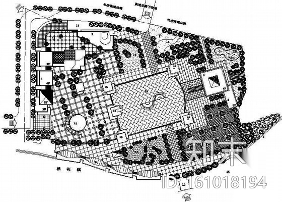 某文化艺术中心广场景观设计平面图cad施工图下载【ID:161018194】