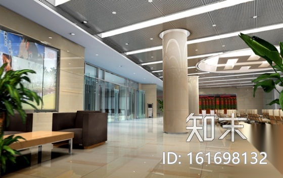 [杭州]工行营业办公楼大堂施工图（含效果）cad施工图下载【ID:161698132】