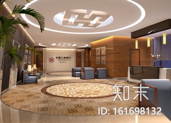 [杭州]工行营业办公楼大堂施工图（含效果）cad施工图下载【ID:161698132】