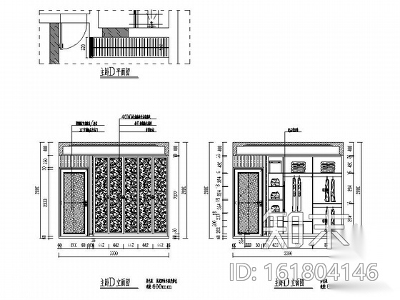 [广西]新中式风格三居室室内装修设计施工图（含效果）cad施工图下载【ID:161804146】