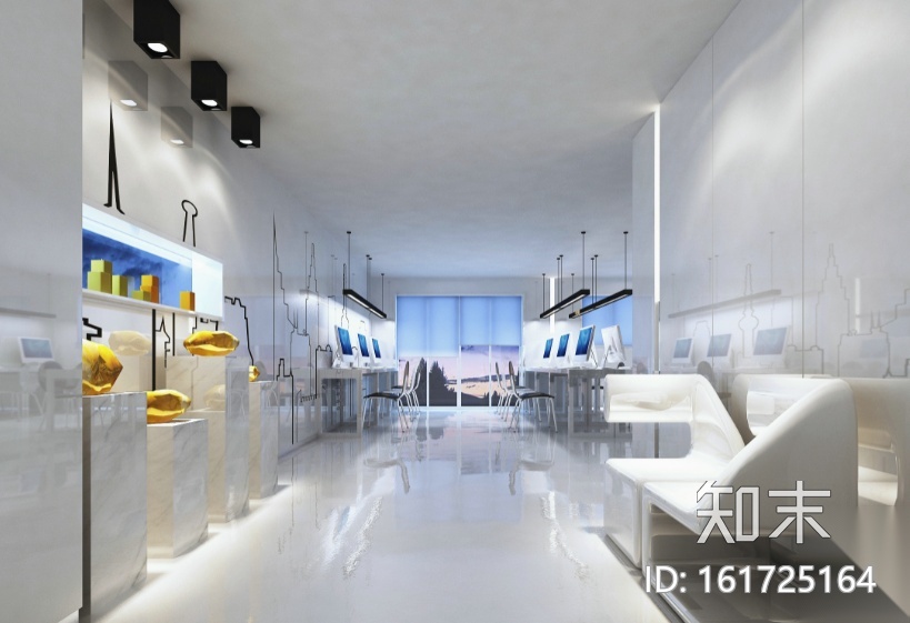 白色之梦现代风格办公空间设计施工图（附效果图）cad施工图下载【ID:161725164】