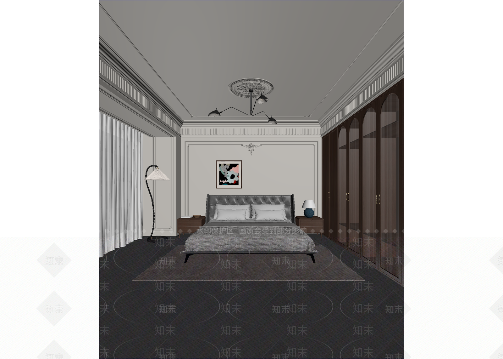 美式酒店客房3D模型下载【ID:1215076431】