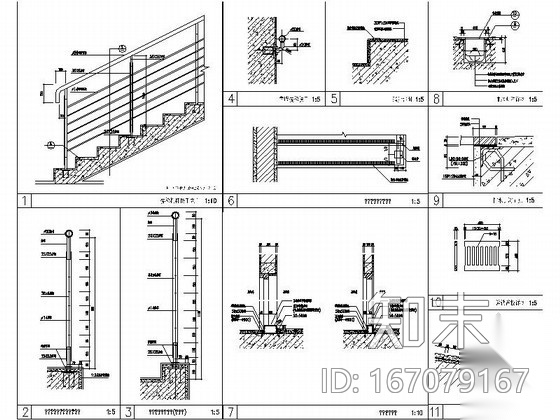[北京]某大厦楼梯踏步扶手节点及排水沟节点详图cad施工图下载【ID:167079167】