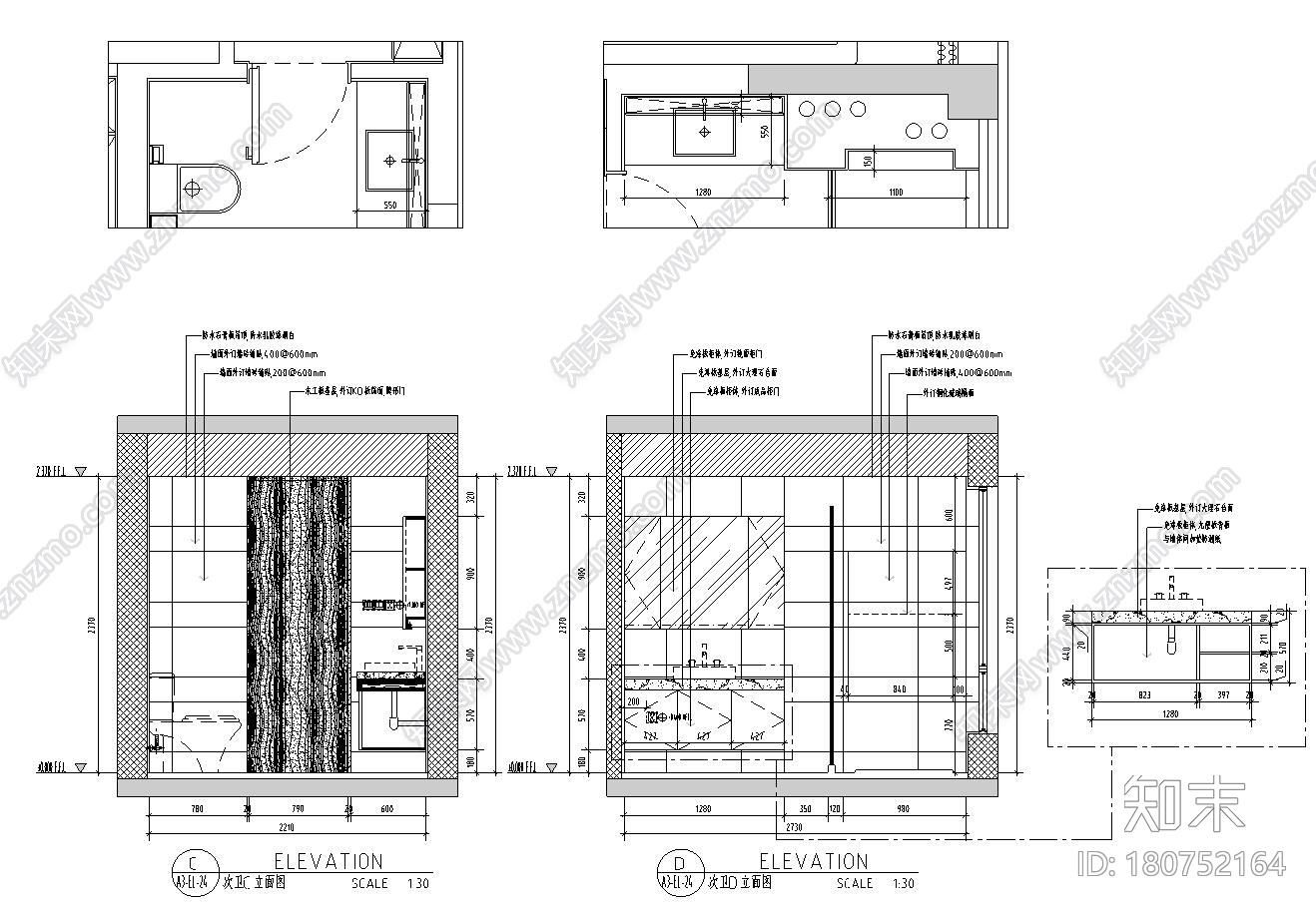 山水国际190m²样板间装修施工图+官方摄影cad施工图下载【ID:180752164】